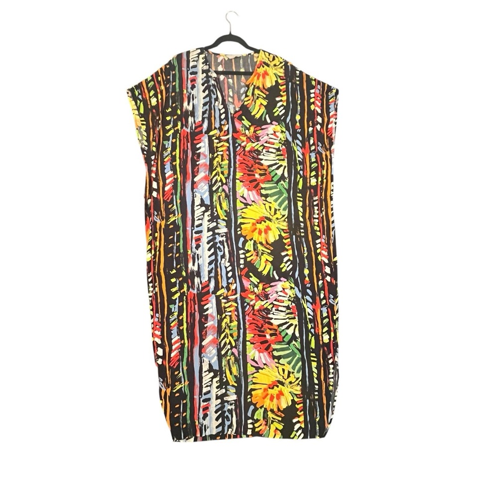Jams World Dress Joy Print Womens Sz Medium Long Colorful Abstract Floral Hawaii